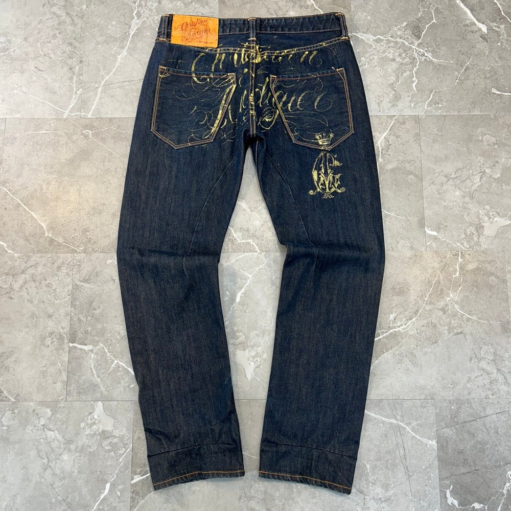 Vintage Christian Audigier Jeans Mens 31x32 Straight Leg Denim Pants Rap Skate